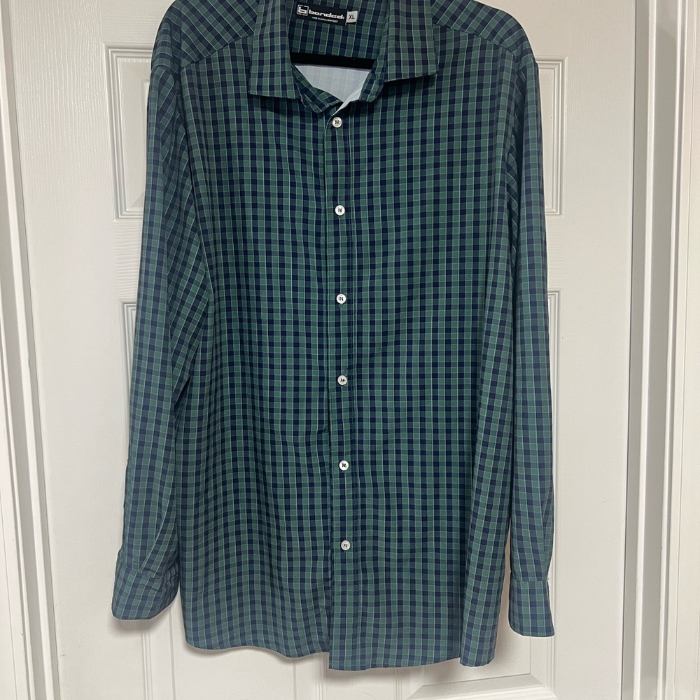 Banded Men's Green Checkered Shirt
